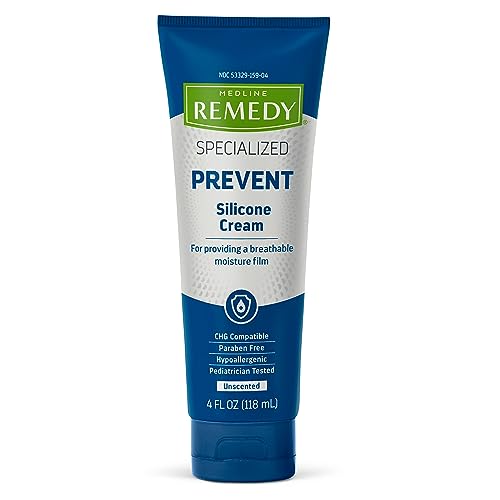 Medline Remedy Specialized Silicone Cream, Unscented (4 fl oz), Gentle Breathable Film for All Ages, Paraben-free and Hypoallergenic Skin Care Cream, Barrier Cream for Dry Cracked Skin