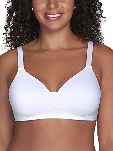 Vanity Fair Womens Full Figure Beauty Back Smoothing Bra, 4-way Stretch Fabric, Lightly Lined Cups Up To H Bra, Wirefree - White, 38D US