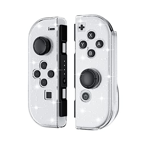 FANPL Glitter Case for Nintendo Switch & Switch OLED Joy Con, Sparkly Clear Joy Con Protective Cover with Ergonomic Design, Soft Jon Con Controller TPU Shell Comfortable, Easy Installation