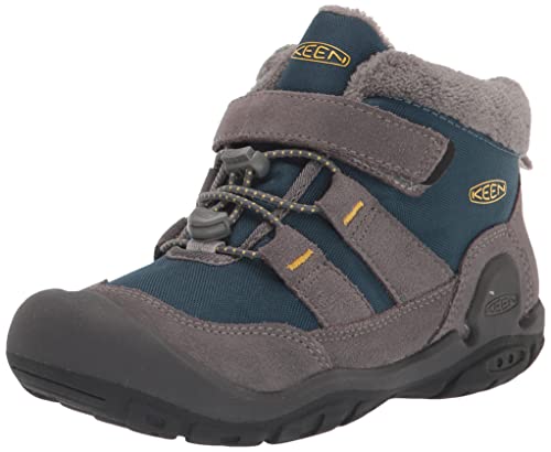 KEEN Kids Knotch Chukka Mid Height Insulated Easy On Snow Boots, Steel Grey/Blue Wing Teal, 5 US Unisex Toddler