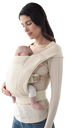 Ergobaby Embrace Cozy Newborn Baby Wrap Carrier (7-25 Pounds), Premium Cotton, Cream