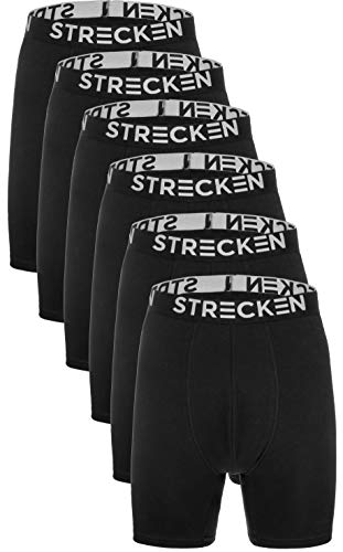 Strecken 6 Pack of Men's Boxer Briefs Ultra Soft Breathable Cotton Underwear Moisture Wicking Men's Briefs Value Pack (XXX-Large (3X), Black)
