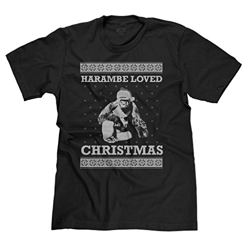 FreshRags Harambe Loved Christmas Ugly Sweater Funny Men's T-Shirt XL Black 424