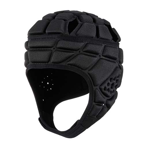 Surlim Rugby Helmet Headguard Headgear for Soccer Scrum Cap Soft Protective Helmet for Kids Youth (Black, Large)