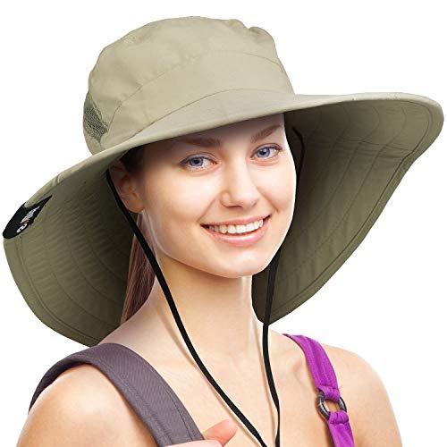 Solaris Wide Brim Women UV Sun Protection Hat for Outdoor Garden Hiking Safari, Olive