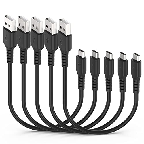 1FT Micro USB Cable Short, 5 Pack USB to Micro USB Cord Fast Charging, Durable USB 2.0 Micro b Charger Cable for Android Samsung Galaxy S7 / S6 Edge Note 5, Moto, LG, PS4, Kindle Fire, TV Fire Stick