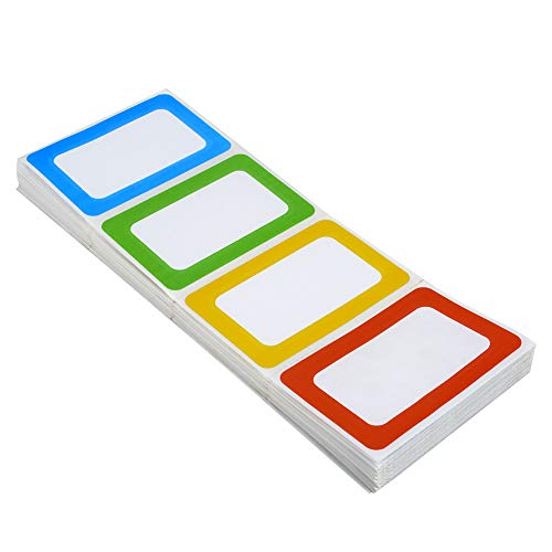 Plain Name Tag Stickers Colorful Border Name Tag Labels - 200 Stickers (3.5 x 2.25 inch)