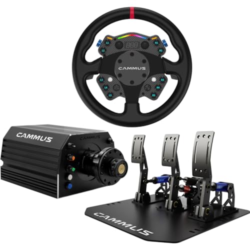 CAMMUS DDWB 15NM Bundle with LC100 Pedals & GT12 Steering Wheel, Dirext Drive System, Servo Motor, Direct Drive System, Maximum Torque 15Nm, Real Racing Experience, Cloud-based App Control