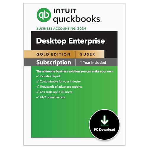 Intuit QuickBooks Desktop Enterprise Gold 2024 5 User, 1-Year Subscription [PC Download]