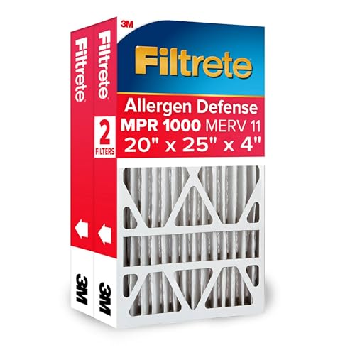 Filtrete 20x25x4 Air Filter, MPR 1000, MERV 11, Allergen Defense 12-Month Deep Pleated 4-Inch Air Filters, 2 Filters