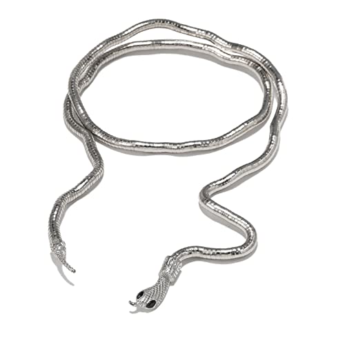 KEHAWK Bendable Punk Snake Necklace Choker Adjustable Snake Bracelet Flexible Wrap Collar Multi-Purpose Medusa Hollween Jewelry for Women (Sliver)