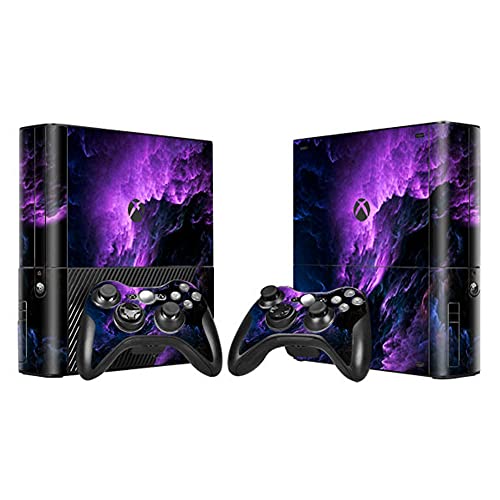 LIZVISION Whole Body Protective Vinyl Skin Decal Cover for Microsoft Xbox 360 E Console Xbox 360 E Skins Wrap Sticker with Two Free Wireless Controller Decals Purple Starry Sky