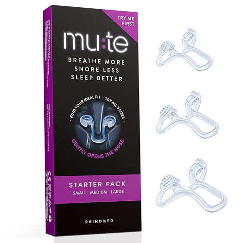 Rhinomed Mute Snore Stopper Nasal Dilator for Snore Reduction Starter Pack Increases Airflow Anti Snoring Devices Nasal Dilators for Sleeping Transparent Internal Nasal Dilator Snoring Solution