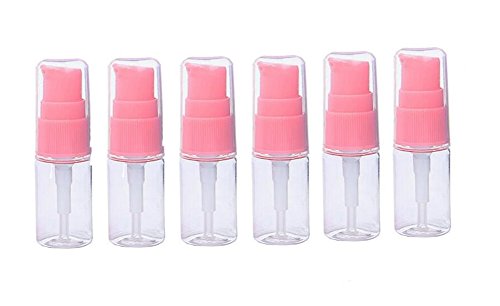 erioctry 10ML Portable Empty Refillable Bottle Cream Shampoo Lotion Treatment Pump Bottle with Cap Travel Bottles Toiletries Liquid Container for Cosmetic Make-up Pack of 6 (Transparent)