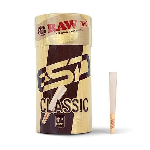 RAW Cones Classic 1-1/4 Size | 150 Pack | Natural Pre Rolled Rolling Paper with Tips & Packing Tubes Included