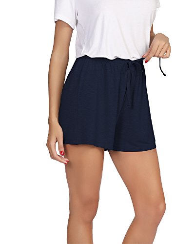 WiWi Viscose from Bamboo Pajama Shorts for Women Soft Sleep Bottoms Plus Size Lounge Boxers Pj Sleepwear Bottom S-4X, Navy, Medium