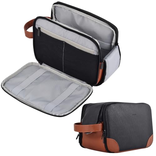 woloyo Toiletry Bag for Men, Mens Toiletry Travel Bag, Water-resistant Mens Toiletry Bag, Thickened PU Travel Dopp Kit, Toiletries Travel Bag for Business Trips and Camping, Black