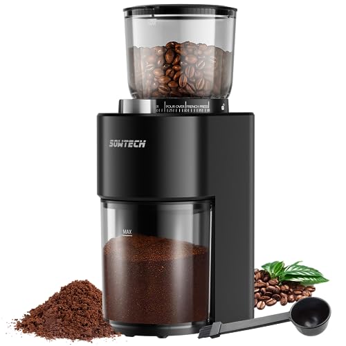 SOWTECH Conical Burr Coffee Grinder, Adjustable Burr Mill with 38 Precise Grind Setting, precision timer, for Espresso/Drip/Pour Over/Cold Brew/French Press Coffee Maker(Black)