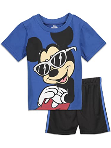 Disney Mickey Mouse Little Boys T-Shirt and Mesh Shorts Outfit Set Navy-Blue 7