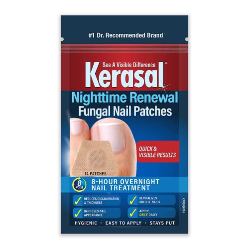 Kerasal Nighttime Renewal Fungal Nail Patches - 14 Patch - Overnight Nail Repair for Nail Fungus Damage, 8-Hour Nail Treatment Restores Healthy Appearance
