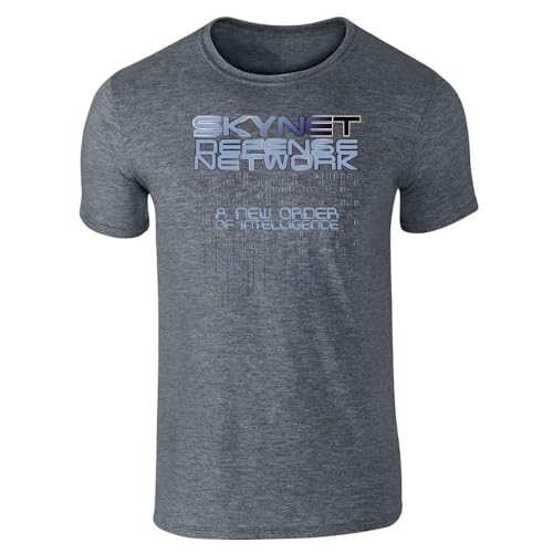 Pop Threads The Terminator Shirt Skynet Defense Network Code Ringer Tshirt Men Dark Heather Gray XL