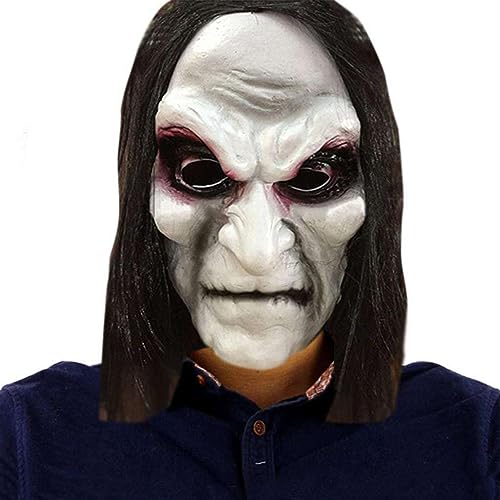 VICDUEKG Scary Halloween Mask with Long Hair, Horror Devil Mask for Cosplay Creepy Party Halloween Costume Masquerade Parties, Carnival, Gifts