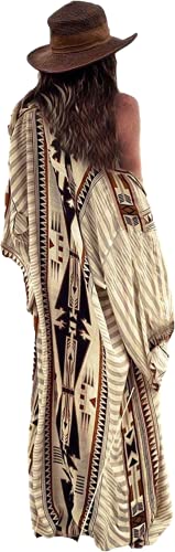 RanRui Beach cover up over sized kimonos Women's geometry Print Rayon kimonos for summer loose Open Front Soft long Kimono robes light weight kimono cardigans (B-Beige)