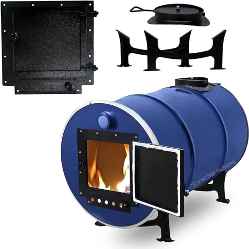Sonret Barrel Stove Kit for 55 Gallon Drum – Perfect For 30-55 Gallon Wood Stove Kit - Camping Equipment Barrel Camp Stove Kit - Fire Wood Camping Stove Barrel Wood Stove Kit for Heating & Cooking