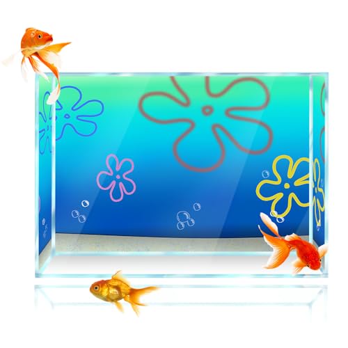 sb little Cartoon Underwater Aquarium Backdrop Sticker BOB 12''x16'' (31x41cm), Fish Tank Background Decorations HD Printing Simple Wallpaper PVC Poster (B)