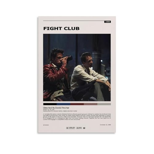 Classic Movie Poster Fight Club 1999 Canvas Art Painting Decor Wall Posters Bedroom Gym Decorative Gift 12x18inch(30x45cm)