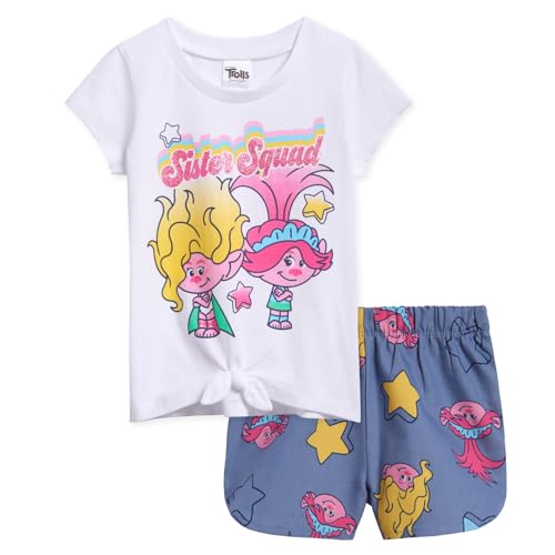 DreamWorks Trolls Poppy Viva Toddler Girls T-Shirt and Chambray Shorts Outfit Set Multicolor 5T