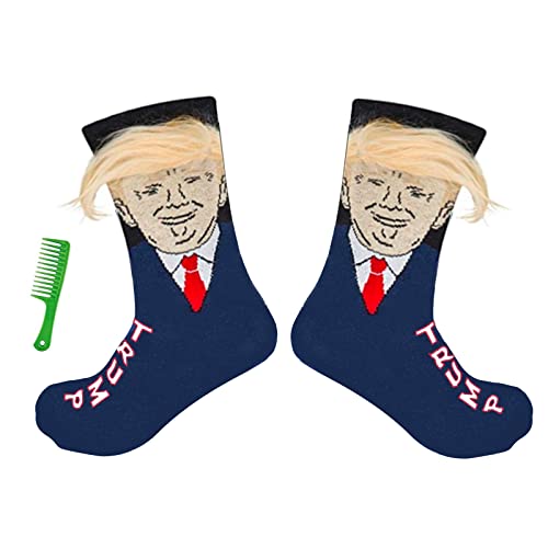 T Legend Funny gifts,Trump Socks with hair,Unisex funny socks President 2024 Novelty socks Gift OneSize(trump hair)