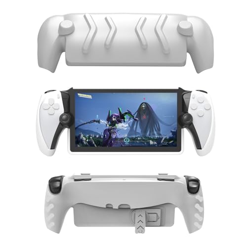 JOYTORN Full Protective Case Cover Compatible with Playstation Portal Remote Player,PS5 Portal Case with Detachable Front Shell,Back Case-Frosted Handheld Design(White)