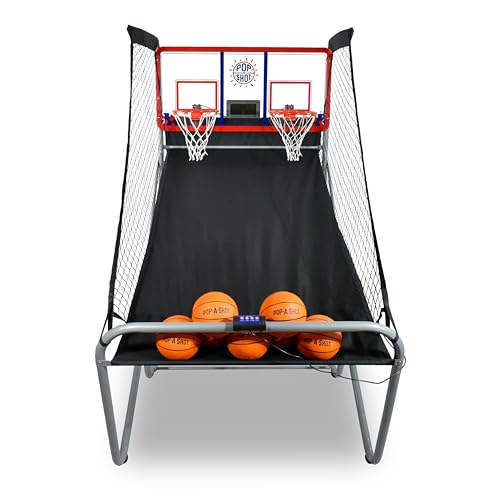Pop-A-Shot - Indoor/Outdoor Dual Shot | Arcade Basketball Fun, Inside or Out | Sensor Scoring | 16 Game Modes | 7 Balls | Foldable Storage l for All Players