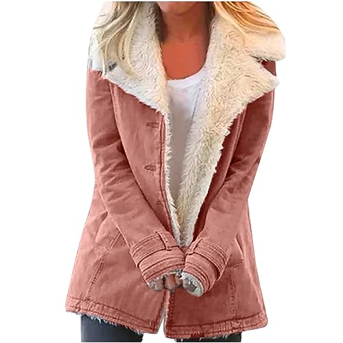 Ceboyel Winter Coats For Women 2023 Trendy Warm Fleece Jacket Sherpa Lined Jacket Stand Collar Jackets Outerwear Clothes Mystery Boxes Amazon Pink M