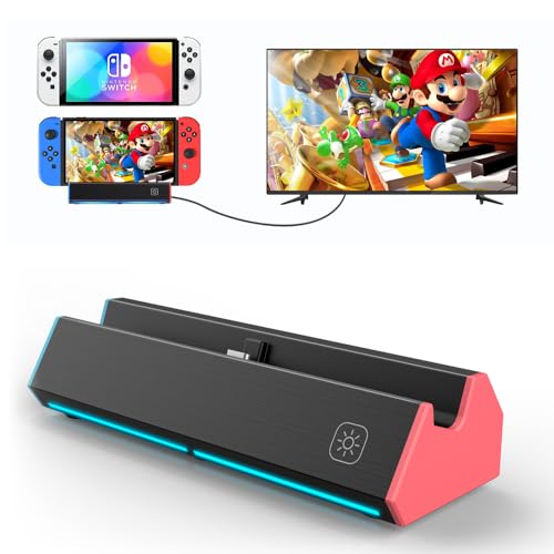 TV Dock Station for Switch, Portable Switch OLED Dock with 4K/1080P HDMI Adapter and USB Port, Replacement for Official Switch Dock