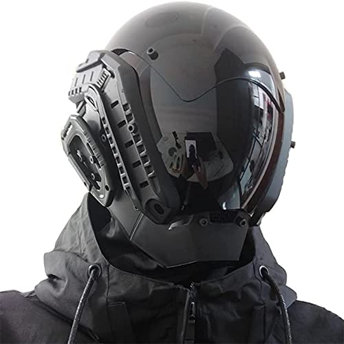 NECHARI Punk Gothic Helmet Mask Futuristic Techwear Sci Fi Gothic Mask Halloween Cosplay Halloween Party Music Accessories