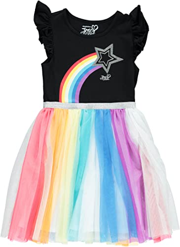 JoJo Siwa Girls Beautiful Rainbow Glitter Tutu Skirt Dress, Shooting Star, Large