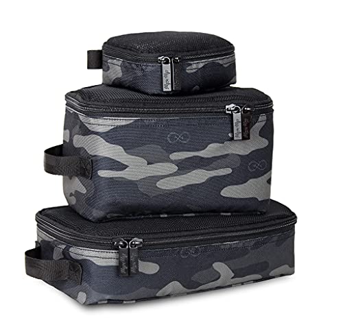 Chelsea + Cole for Itzy Ritzy Packing Cubes – Set of 3 Camo Packing Cubes or Travel Organizers; Each Cube Features a Mesh Top, Double Zippers and a Fabric Handle; Camo