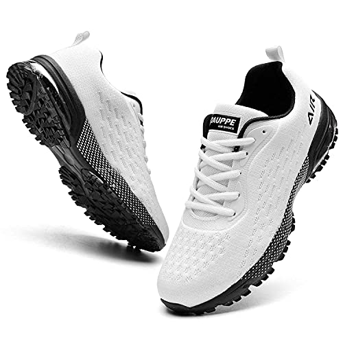 QAUPPE Mens Air Running Shoes Athletic Trail Tennis Sneaker (White US 10.5 D(M)