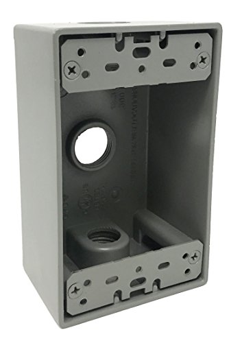 Sealproof 1-Gang 3 1/2-Inch Holes Weatherproof Rectangular Exterior Electrical Outlet Box with 3 Outlet Holes, Three 1/2' Holes, Single Gang, UL Listed