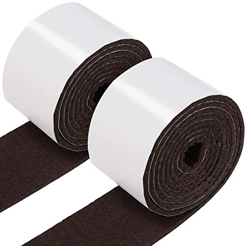 2 Packs Felt Furniture Pads Heavy Duty Felt Strip Roll with Adhesive Backing Adhesive Felt Tape for Protecting Hardwood Floors Chair Wall Protector(120 x 2 x 0.12 Inch,Dark Brown)