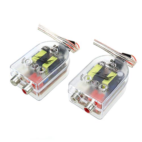 AUTUT 2 Pcs High to Low Speaker Impedance Converter Audio Signal Adapter for Speaker Output to RCA Line Control Car Amplifier Wiring