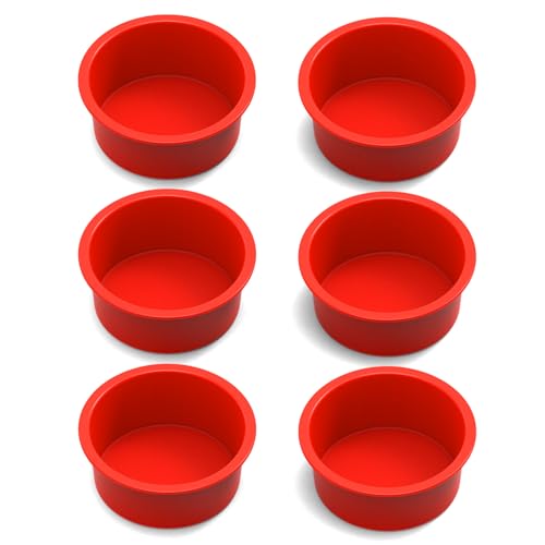 SILIVO 4 inch Cake Pans (6 Pack) - Silicone Mini Smash Cake Pans, Nonstick Small Cake Pans for Smash Cake,Muffin and Egg Bites