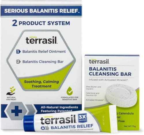 terrasil Balanitis Relief + Cleansing Soap 2-Product Kit – Balanitis Treatment for Men, Natural Foreskin Ointment for Balanitis Symptoms: Itch & Irritation. Dermatologist Tested (14g Tube + Soap Bar)