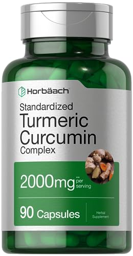 Horbaach Turmeric Curcumin with Black Pepper 2000mg | 90 Capsules | Complex Supplement with Bioperine | Non-GMO, Gluten Free