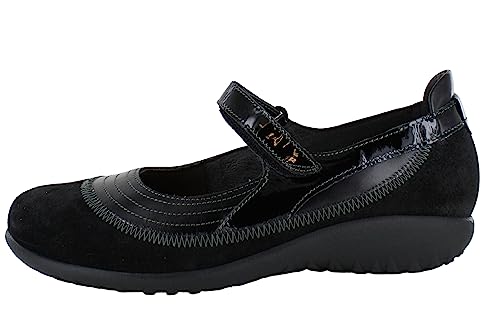 NAOT Footwear Women's Kirei Maryjane with Cork Footbed and Arch Comfort and Support - Lightweight and Perfect for Travel- Removable Footbed Maryjane Black Suede Combo 8-8.5 W US