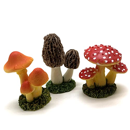 Aliotech 3pcs Mini Mushroom Figurines Lawn Garden Cute Micro Decoration Statues Figurines for Garden Ornaments Plant Pots Bonsai Landscape Model Ornaments Decor DIY