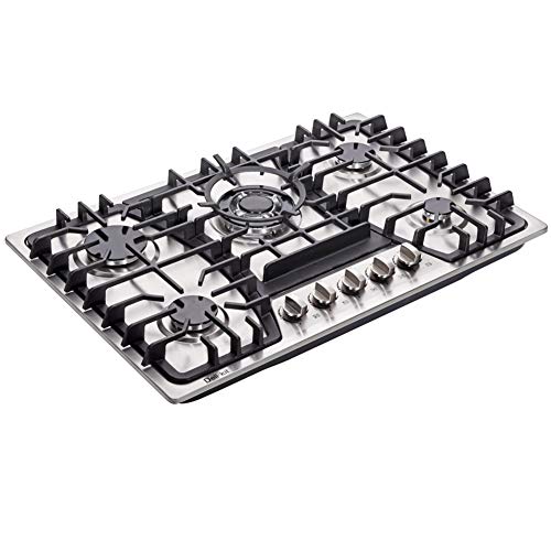 Deli-kit 30 inch Gas Cooktops Dual Fuel Sealed 5 Burners Gas Cooktop Built-In Stainless Steel Gas Hob DK257-A03 Gas Cooktop