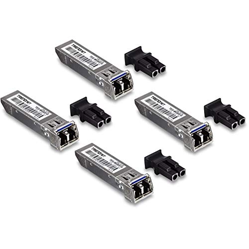 TRENDnet SFP Single-Mode LC Module 4-Pack, TEG-MGBS10/4, For Single Mode Fiber, Distances up to 10km(6.2 Miles), Gigabit SFP, Supports Up to 1.25Gbps, IEEE 802.3z Gigabit Ethernet, Lifetime Protection